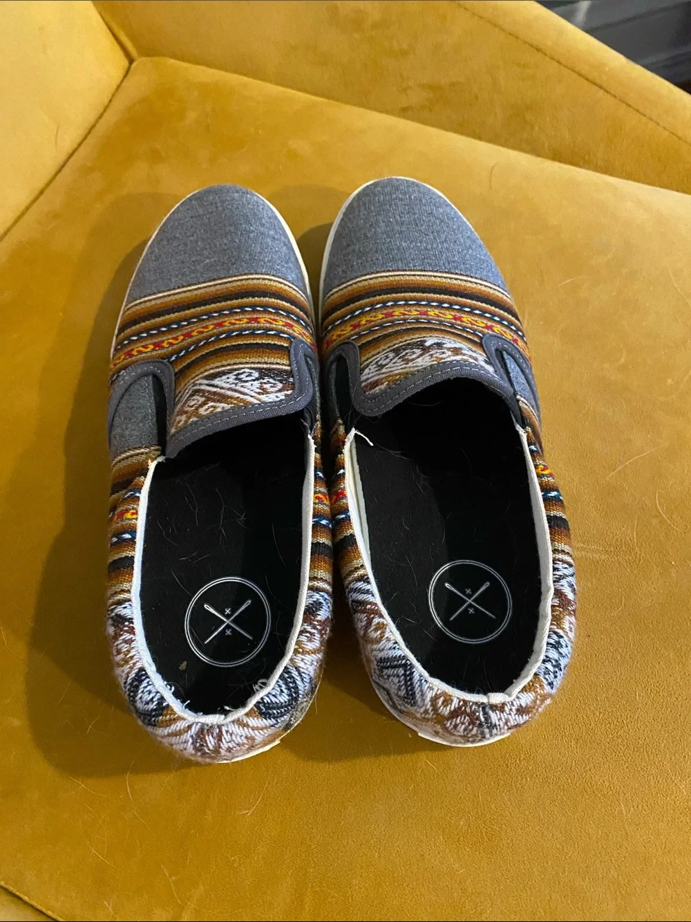 inkkas Gray and Brown Patterned Slip-On Loafers